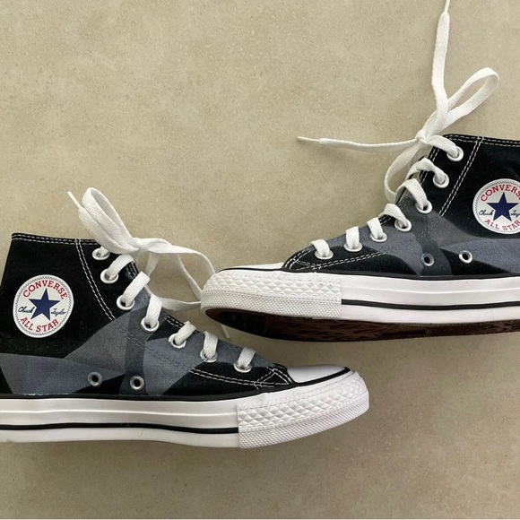 Women's Custom Print Geometric All Star Converse Black/Gray -Brand New Size 5.5 - Picture 8 of 12